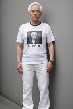 Taiwanese 45 years male with  white hair