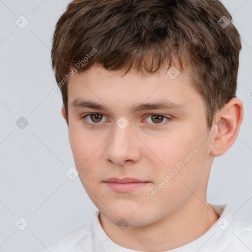 Neutral white child male with short  brown hair and brown eyes