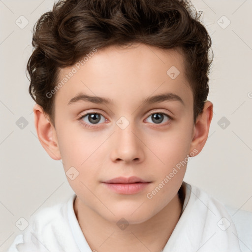 Neutral white child male with short  brown hair and brown eyes