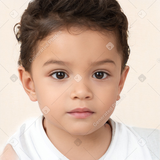 Neutral white child female with short  brown hair and brown eyes