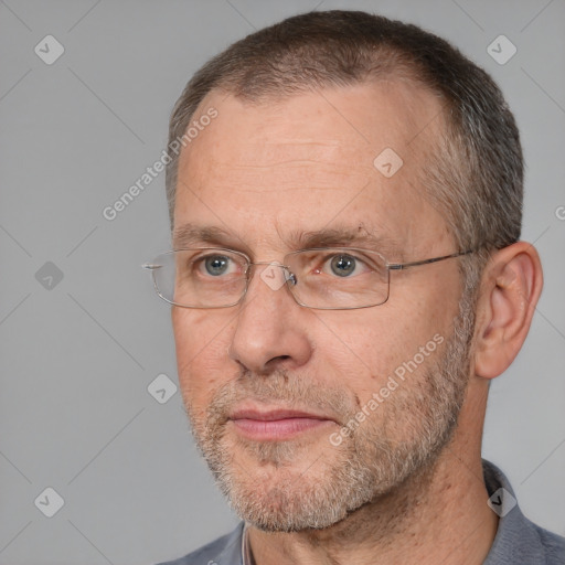 Neutral white adult male with short  brown hair and brown eyes