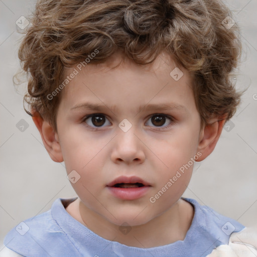 Neutral white child male with short  brown hair and brown eyes