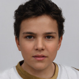 Neutral white child male with short  brown hair and brown eyes