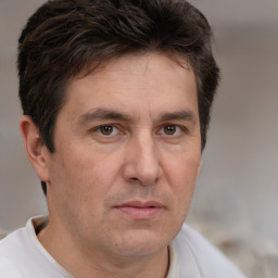 Neutral white adult male with short  brown hair and brown eyes