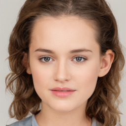 Neutral white child female with medium  brown hair and brown eyes