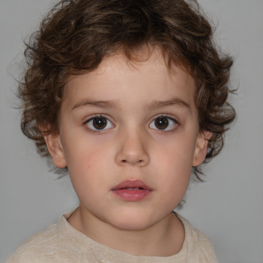 Neutral white child male with medium  brown hair and brown eyes