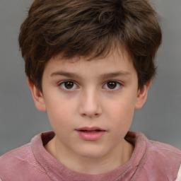 Neutral white child male with short  brown hair and brown eyes