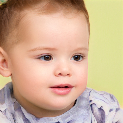 Neutral white child female with short  brown hair and brown eyes