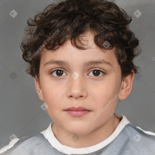 Neutral white child male with short  brown hair and brown eyes