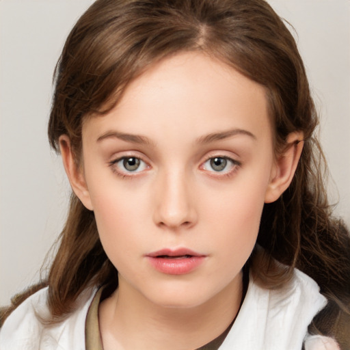 Neutral white child female with medium  brown hair and brown eyes