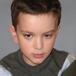 Neutral white child male with short  brown hair and brown eyes