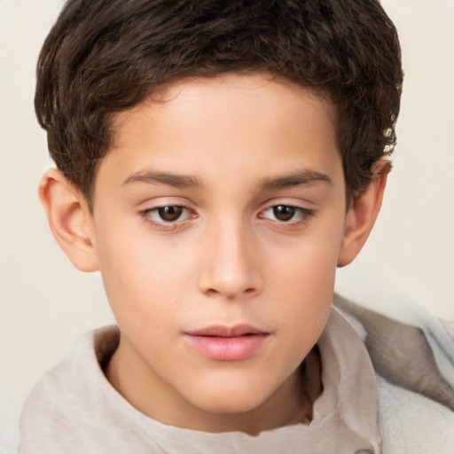 Neutral white child male with short  brown hair and brown eyes