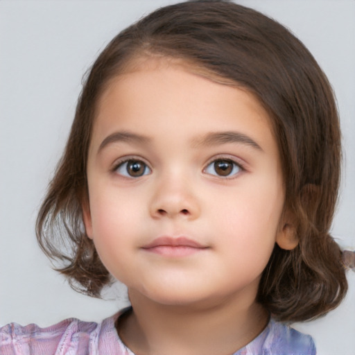 Neutral white child female with medium  brown hair and brown eyes