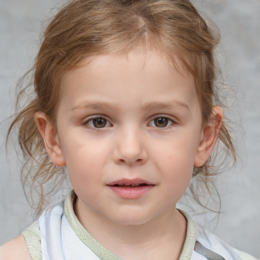 Neutral white child female with medium  brown hair and brown eyes