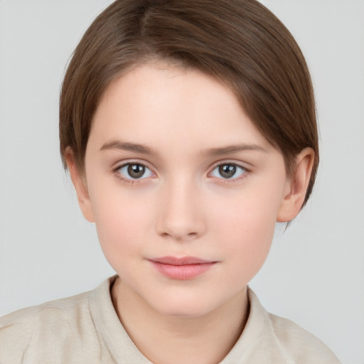 Neutral white child female with medium  brown hair and brown eyes