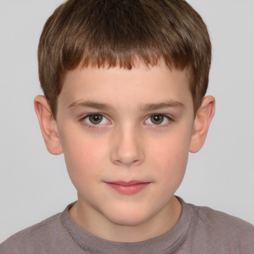 Neutral white child male with short  brown hair and brown eyes