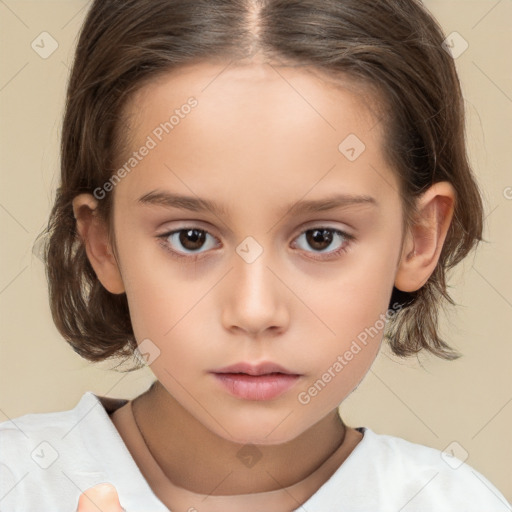 Neutral white child female with medium  brown hair and brown eyes