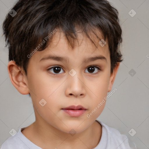 Neutral white child male with short  brown hair and brown eyes