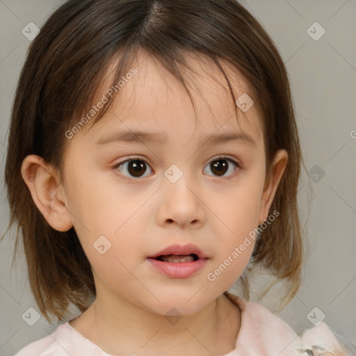 Neutral white child female with medium  brown hair and brown eyes