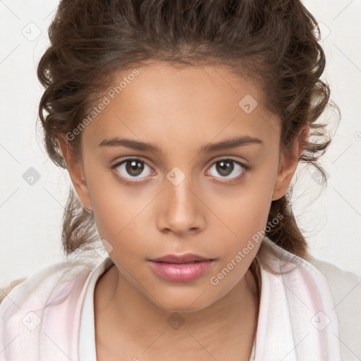 Neutral white child female with medium  brown hair and brown eyes