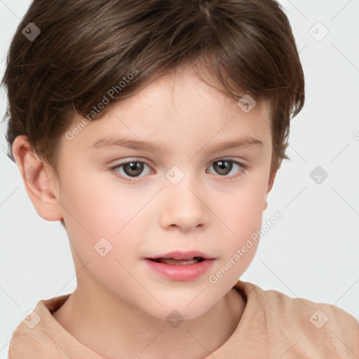 Neutral white child male with short  brown hair and brown eyes