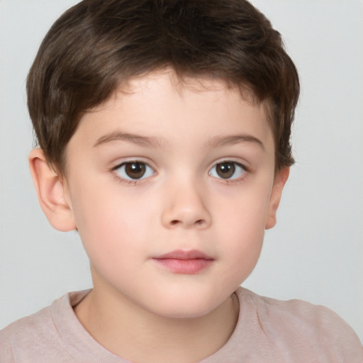 Neutral white child male with short  brown hair and brown eyes