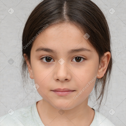 Neutral white child female with medium  brown hair and brown eyes