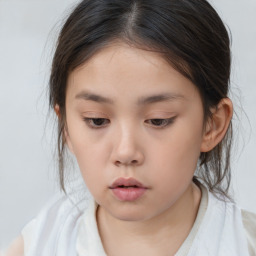 Neutral asian child female with medium  brown hair and brown eyes