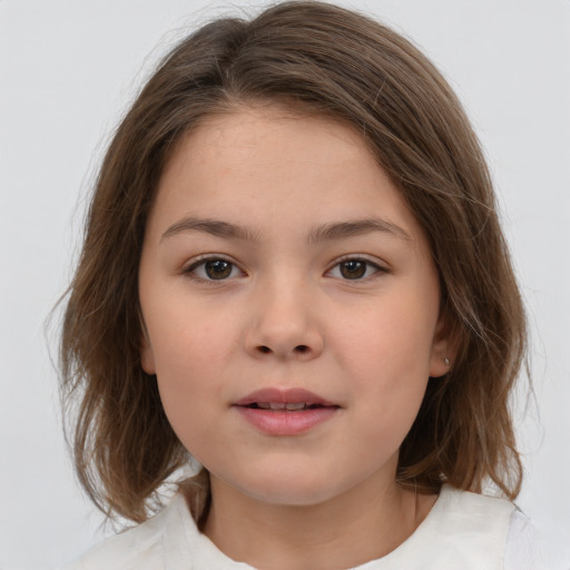 Neutral white child female with medium  brown hair and brown eyes