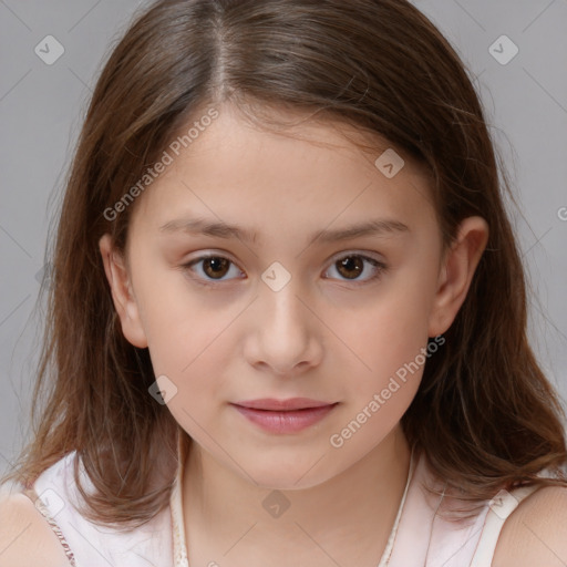 Neutral white child female with medium  brown hair and brown eyes