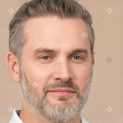 Neutral white adult male with short  brown hair and brown eyes