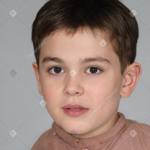 Neutral white child male with short  brown hair and brown eyes