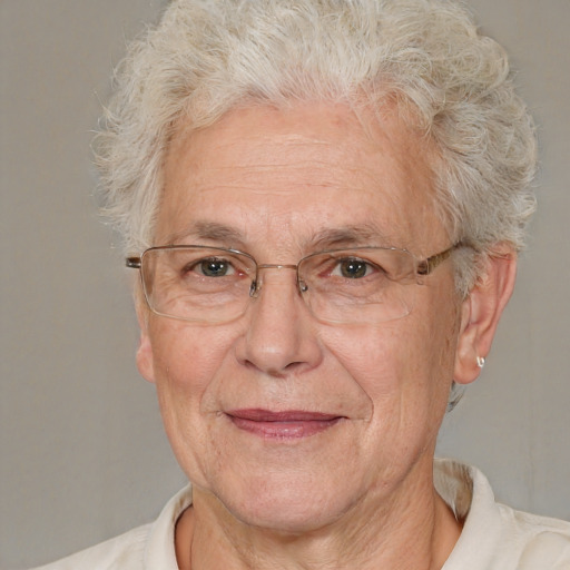 Joyful white middle-aged male with short  gray hair and brown eyes