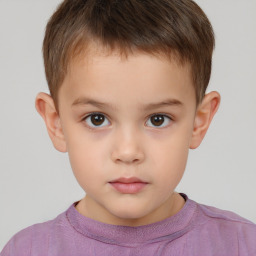 Neutral white child male with short  brown hair and brown eyes