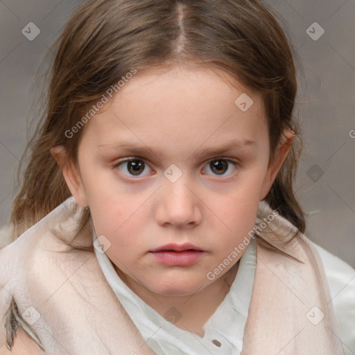 Neutral white child female with medium  brown hair and brown eyes