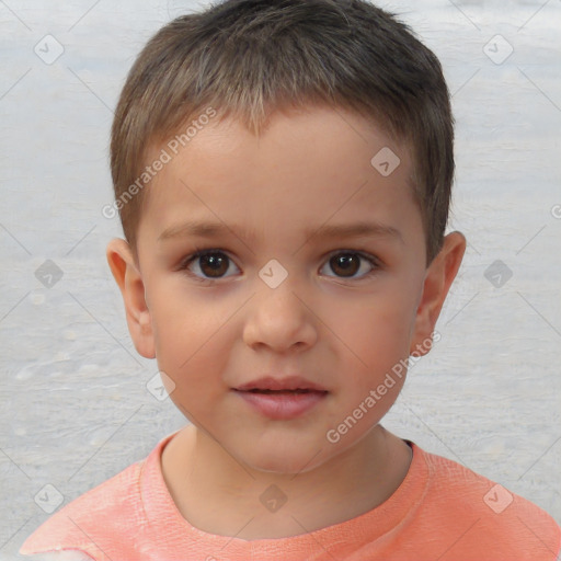 Neutral white child male with short  brown hair and brown eyes