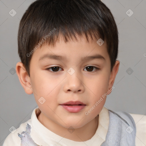 Neutral white child male with short  brown hair and brown eyes