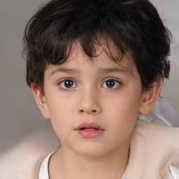 Neutral white child female with short  brown hair and brown eyes