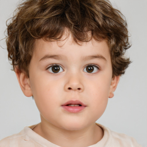 Neutral white child male with short  brown hair and brown eyes