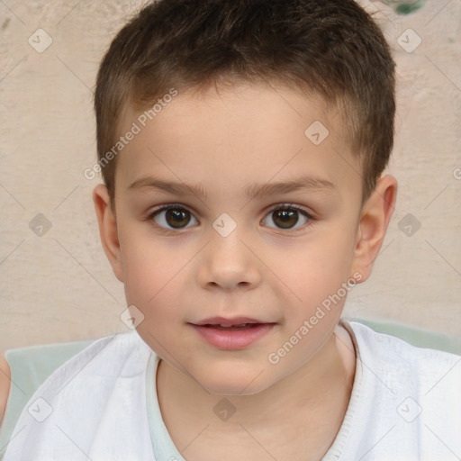 Neutral white child male with short  brown hair and brown eyes