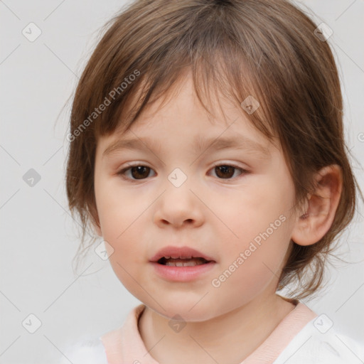 Neutral white child female with medium  brown hair and brown eyes