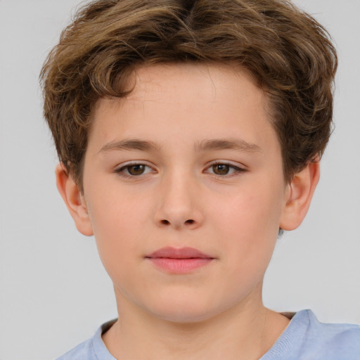 Neutral white child male with short  brown hair and brown eyes