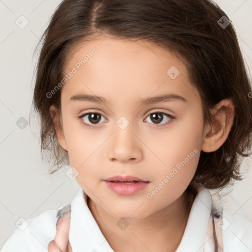 Neutral white child female with medium  brown hair and brown eyes