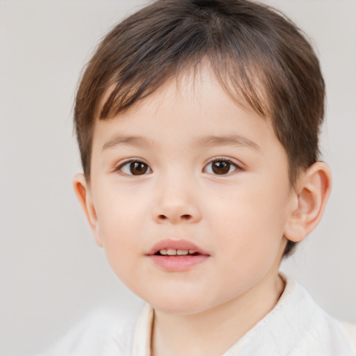 Neutral white child male with short  brown hair and brown eyes