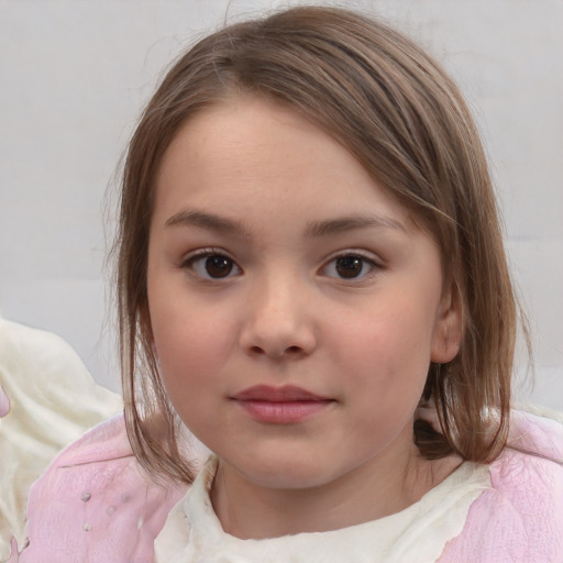 Neutral white child female with medium  brown hair and brown eyes