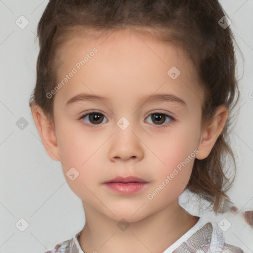 Neutral white child female with medium  brown hair and brown eyes