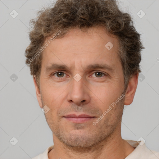 Neutral white adult male with short  brown hair and brown eyes