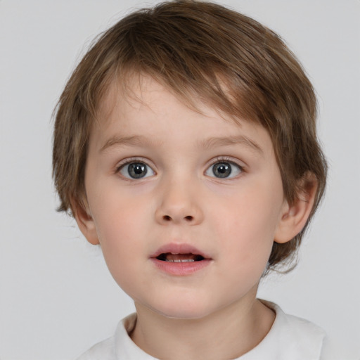 Neutral white child male with short  brown hair and brown eyes