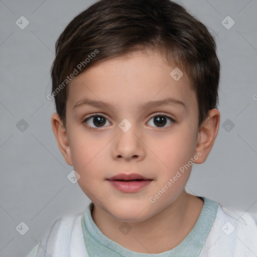 Neutral white child male with short  brown hair and brown eyes