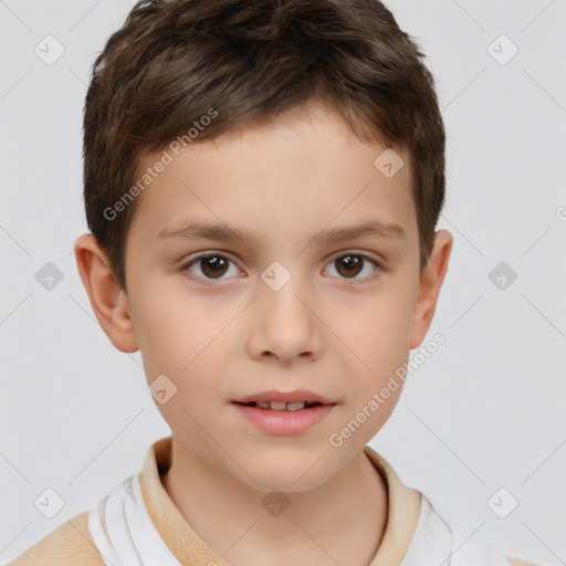 Neutral white child male with short  brown hair and brown eyes